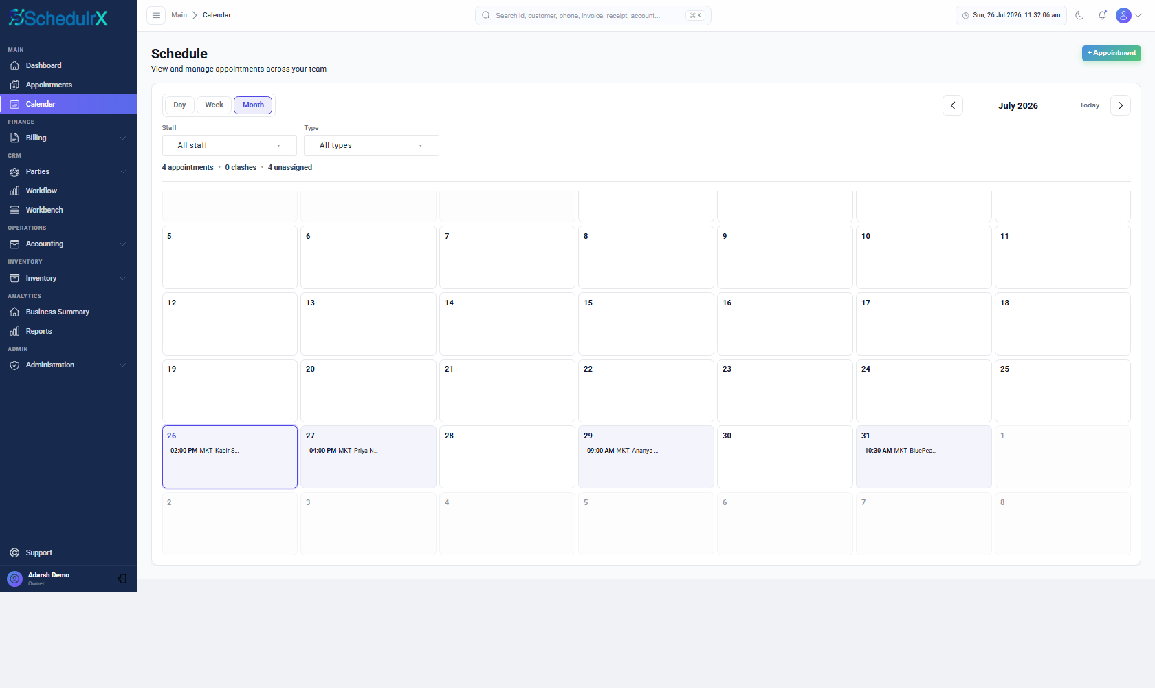 Multi-resource studio calendar